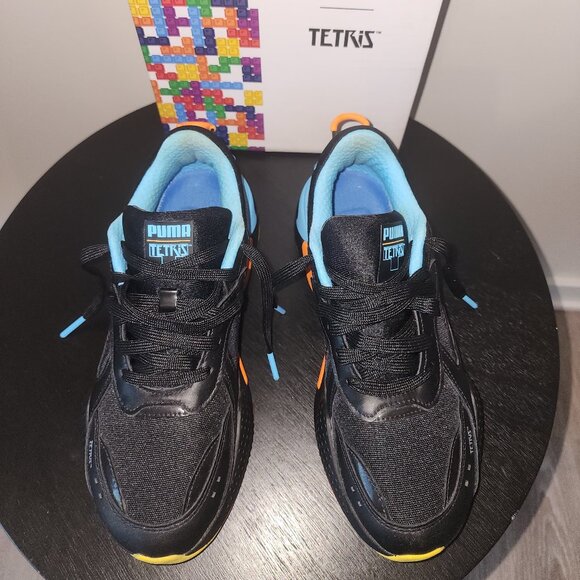 Size 7 Y (GS) PUMA x TETRIS RS-X Black-Luminous Blue - Picture 6 of 12
